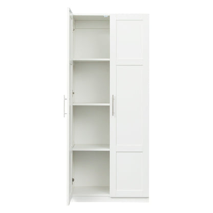 Comfort Living Spaces High wardrobe and kitchen cabinet with 2 doors and 3 partitions to separate 4 storage spaces,white