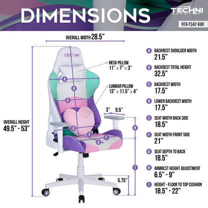 Comfort Living Spaces Techni Sport TS-42 Office-PC Gaming Chair, Kawaii