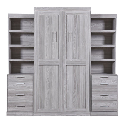 Comfort Living Spaces Twin Size Murphy Bed with Storage Shelves and Drawers, Gray