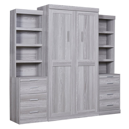 Comfort Living Spaces Twin Size Murphy Bed with Storage Shelves and Drawers, Gray