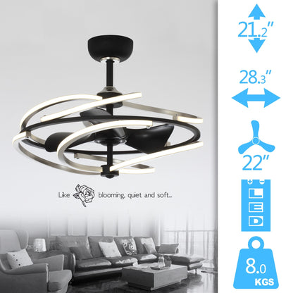 28.3 in. 56W LED light strip ceiling fan with double color frame