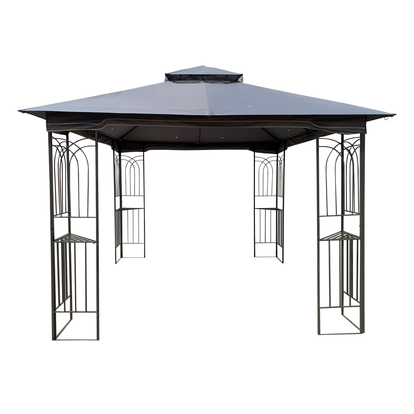 10x10 Outdoor Patio Gazebo Canopy Tent With Ventilated Double Roof And Mosquito net (Detachable Mesh Screen On All Sides) Gray Top