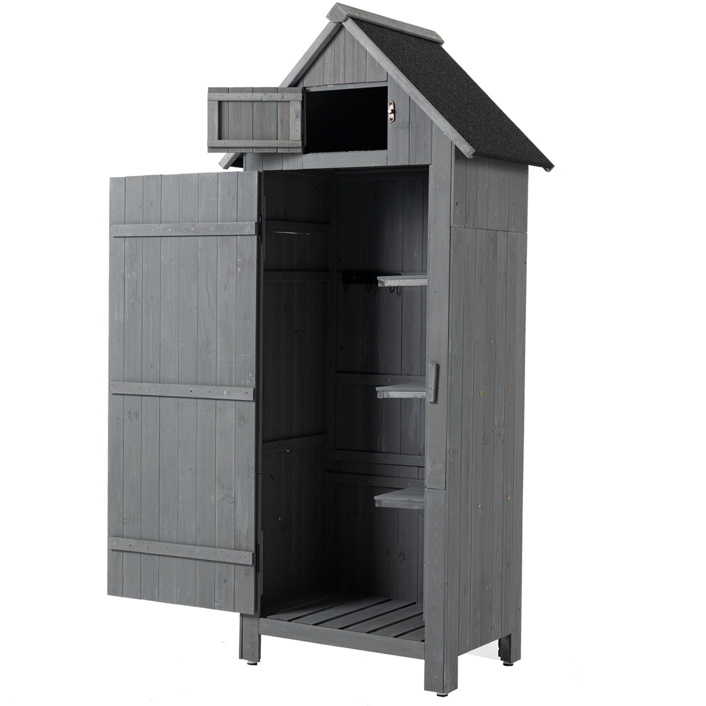 30.3"L X 21.3"W X 70.5"H Outdoor Storage Tool Shed Wooden Garden Shed  Gray