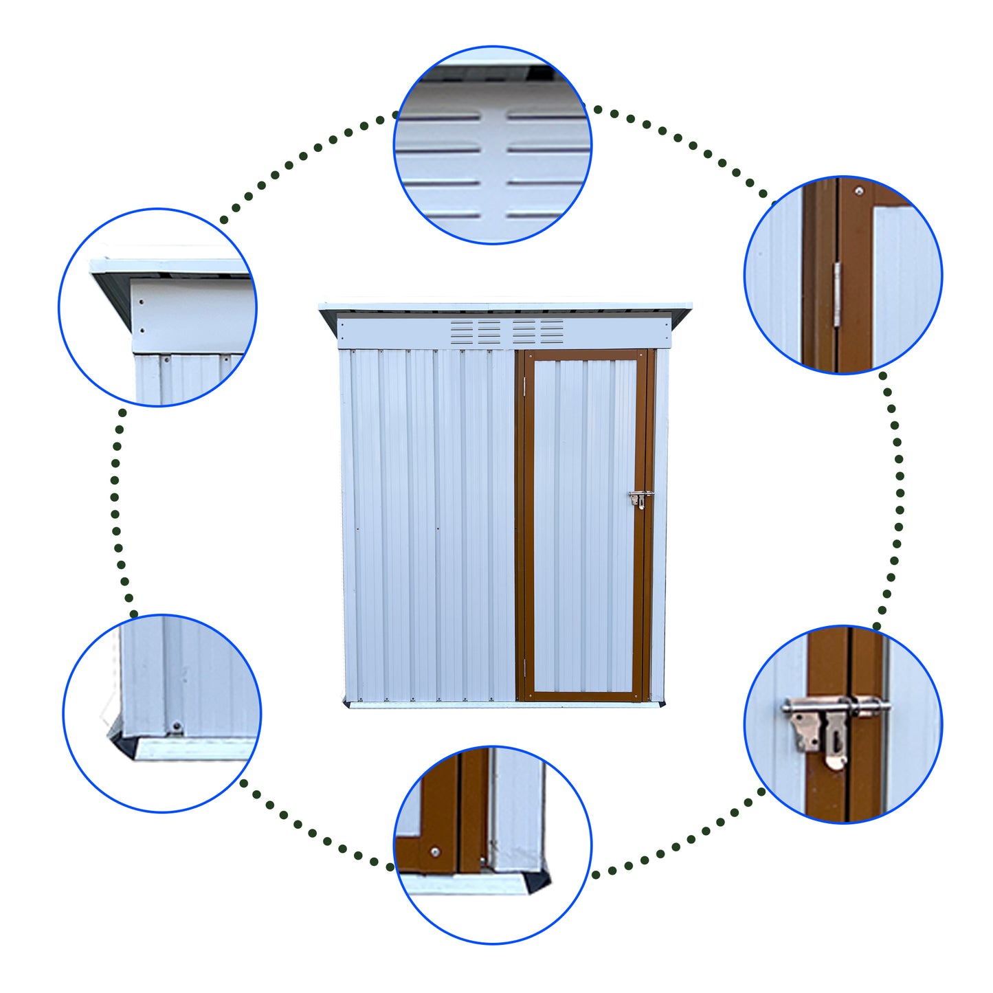 Outdoor storage sheds - 5ftx3ft Metal Shed, Anti-Corrosion Storage House with Single Lockable Door, Tool Storage - White