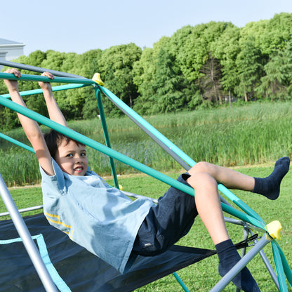 13ft Geometric Dome Climber Play Center, Kids Climbing Dome Tower with Hammock, Rust & UV Resistant Steel Supporting 1000 LBS