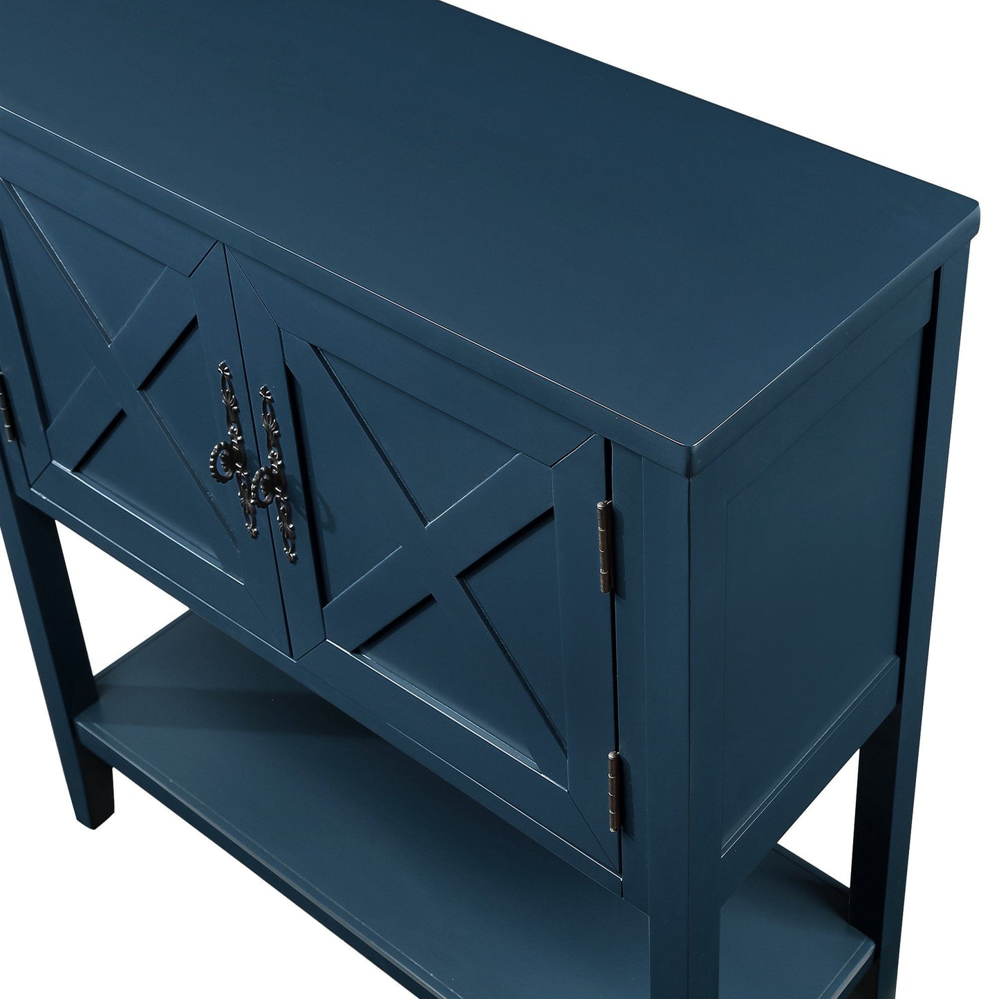 35'' Farmhouse Wood Buffet Sideboard Console Table with Bottom Shelf and 2-Door Cabinet, for Living Room, Entryway,Kitchen Dining Room Furniture (Navy Blue)