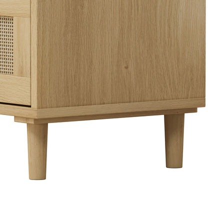 31.50"3-Drawers Rattan Storage Cabinet Rattan Drawer,for Bedroom,Living Room,Dining Room,Hallways,Oak