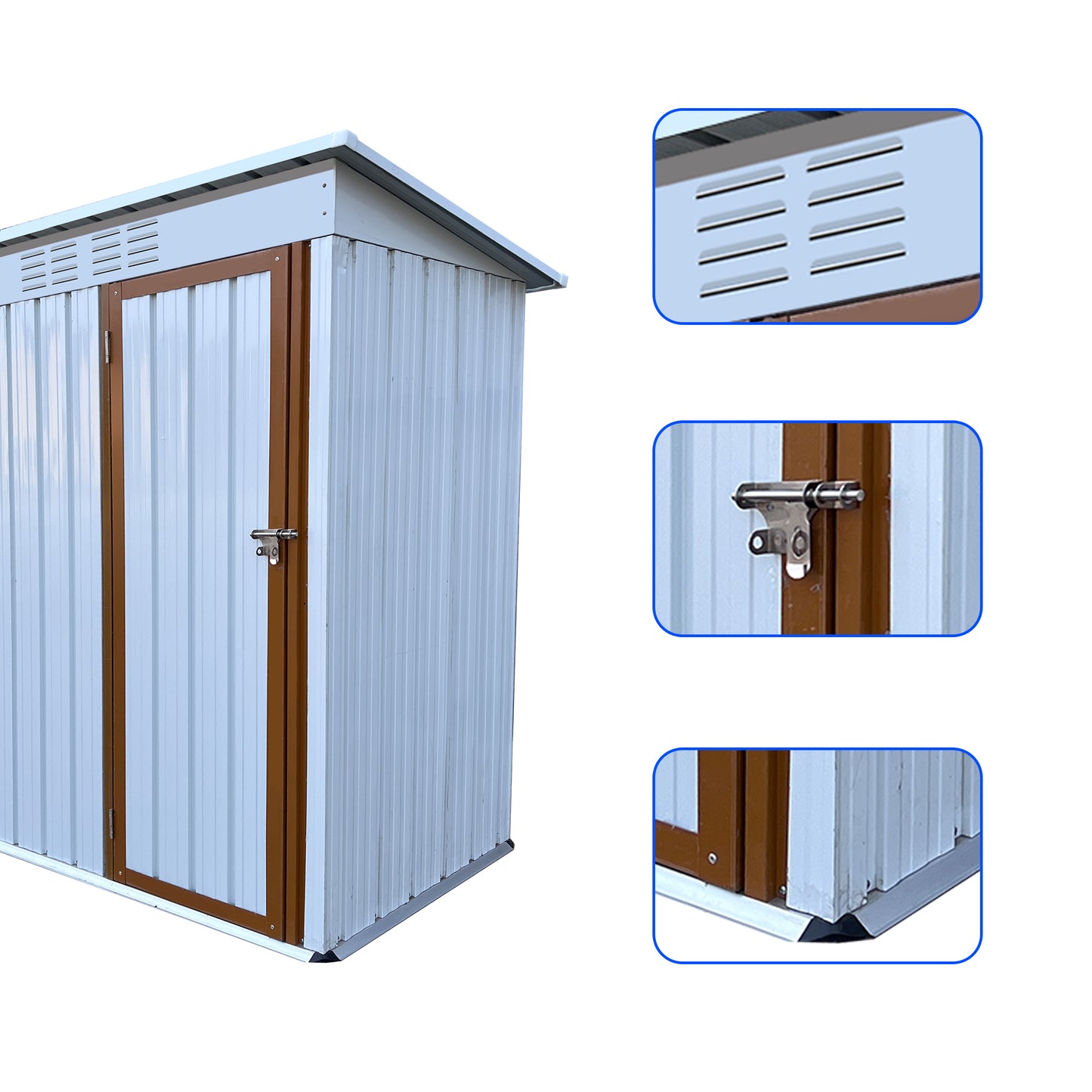 Outdoor storage sheds - 5ftx3ft Metal Shed, Anti-Corrosion Storage House with Single Lockable Door, Tool Storage - White