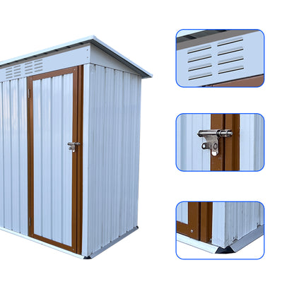 Outdoor storage sheds - 5ftx3ft Metal Shed, Anti-Corrosion Storage House with Single Lockable Door, Tool Storage - White