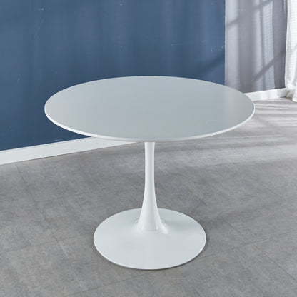 42.1"White Tulip Table Mid-century Dining Table for 4-6 people With Round Mdf Table Top, Pedestal Dining Table, End Table Leisure Coffee Table