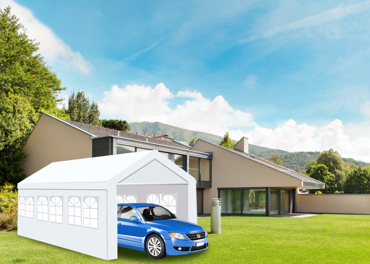 10'x20' Heavy Duty Carport, Canopy Garage, Car Shelter with 10 windows