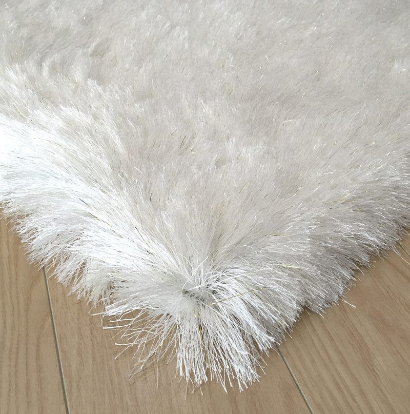 FURNINGS Rugs Fancy Shaggy Hand Tufted Area Rug Size 5' x 7' - White