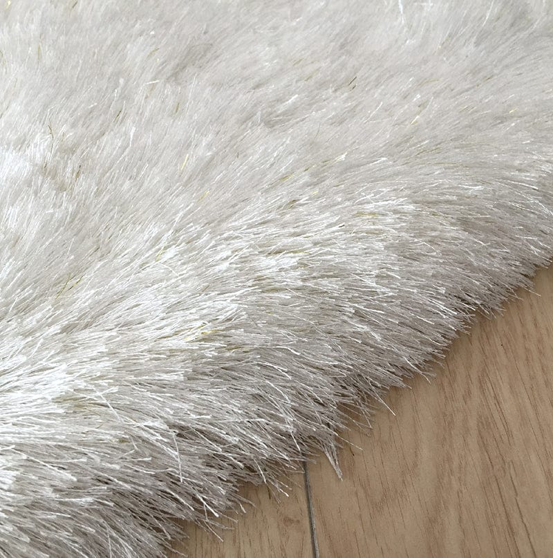 FURNINGS Rugs Fancy Shaggy Hand Tufted Area Rug Size 5' x 7' - White