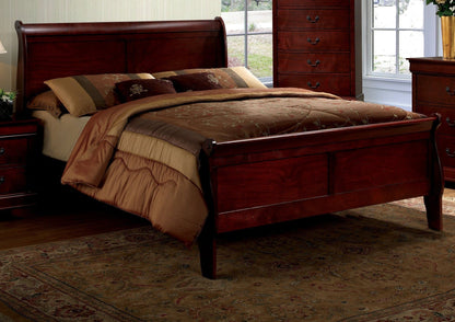 Giga Beds Eastern King Size Bed Cherry Louis Phillipe Pine Solid Wood 1pc Bed Bedroom Sleigh Bed