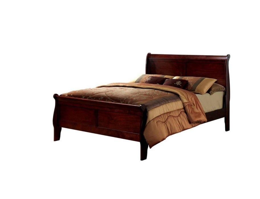 Giga Beds Eastern King Size Bed Cherry Louis Phillipe Pine Solid Wood 1pc Bed Bedroom Sleigh Bed