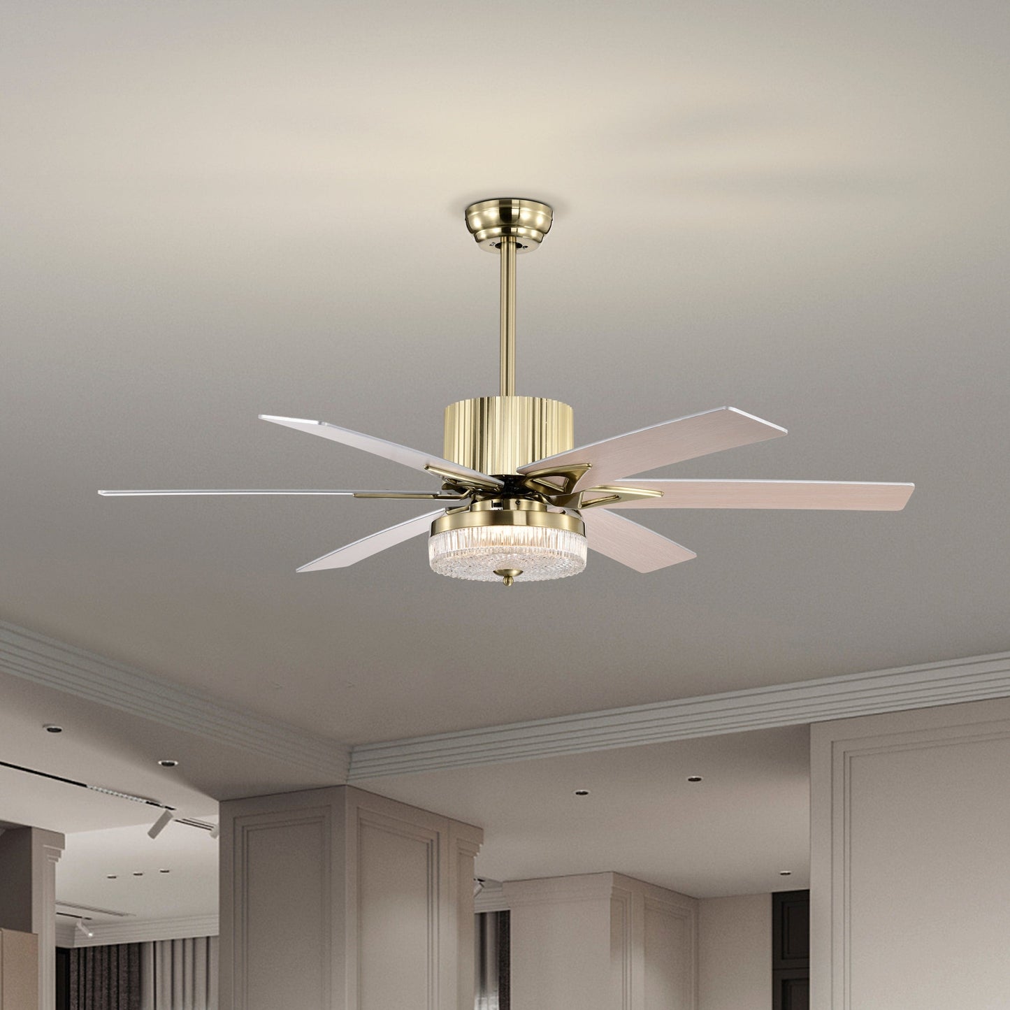 Giga Ceiling Fans 52'' Modern Ceiling Fans with Remote,Wood Ceiling Fan with Lights,LED Ceiling Fan Light with 5 Blade,3 Speed AC Motor Indoor Ceiling Fan for Patio,Living Room,Bedroom