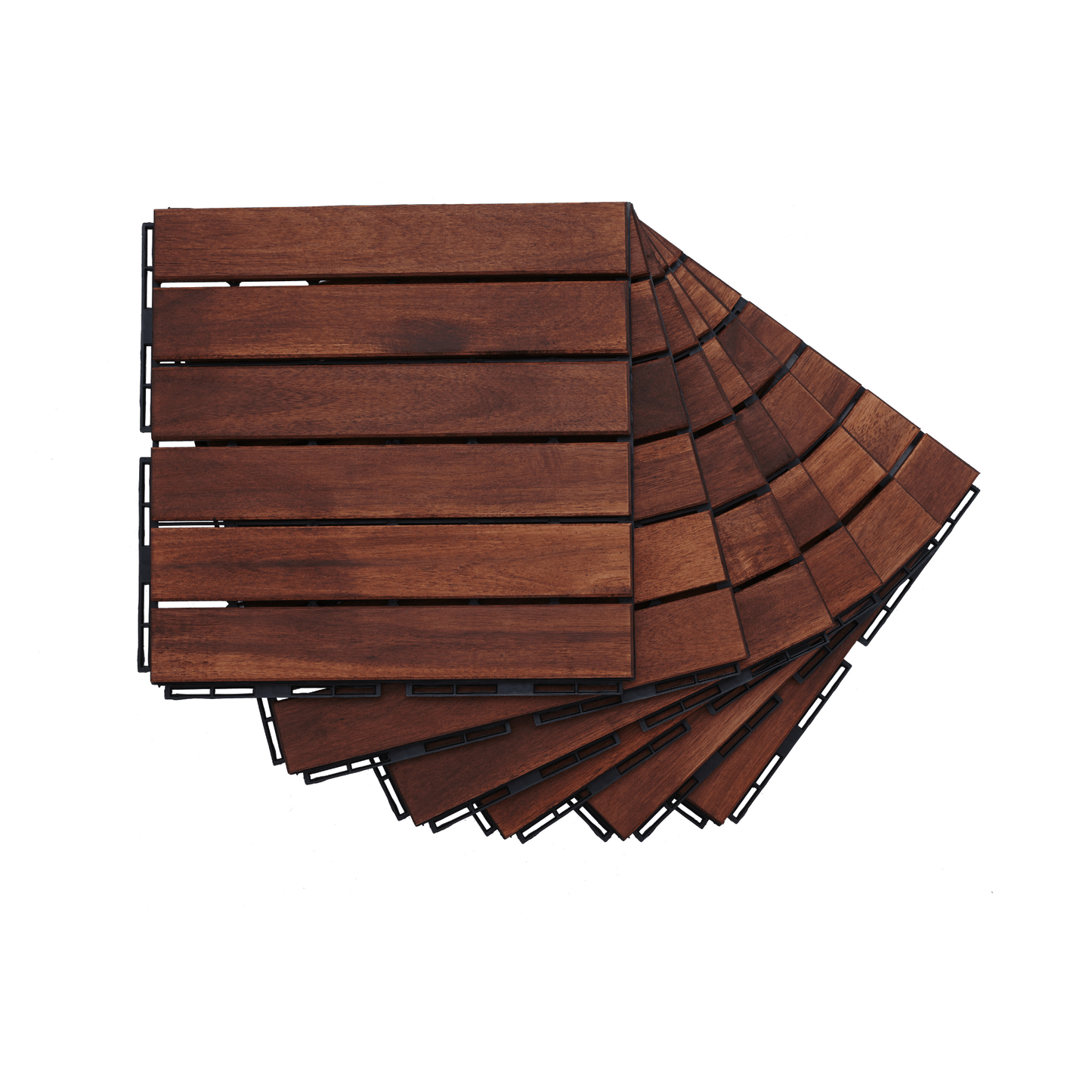 Giga Interlocking Deck Tiles 10 PCS Interlocking Deck Tiles Striped Pattern, 12" x 12" Square Acacia Hardwood Outdoor Flooring for Patio, Bancony, Pool Side,...