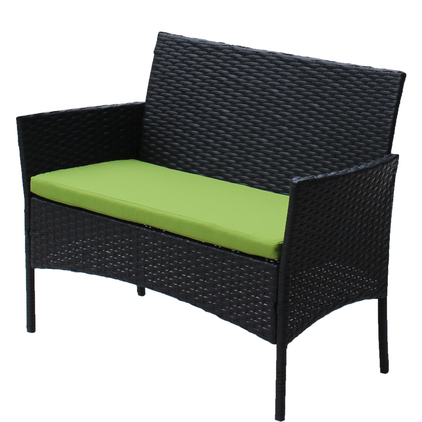 Giga Outdoor Furniture Sets 4 PC Rattan Patio Furniture Set Outdoor Patio Cushioned Seat Wicker Sofa (green Cushion)