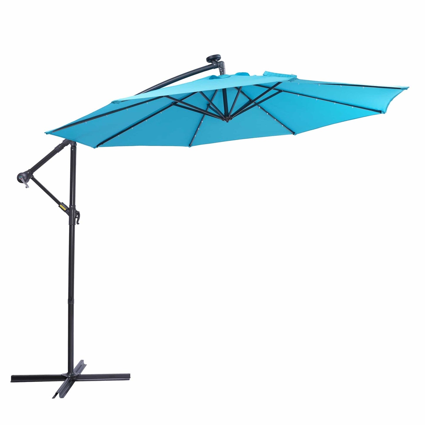 Giga Outdoor Umbrellas & Sunshades 10 FT Solar LED Patio Outdoor Umbrella Hanging Cantilever Umbrella Offset Umbrella Easy Open Adustment with 32 LED Lights