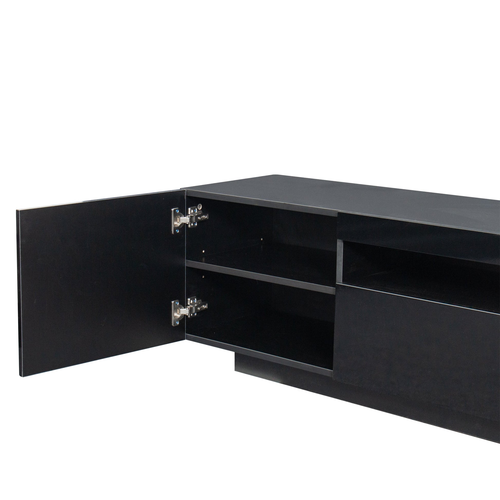 Giga TV Storage Cabinets LED TV Cabinet with Storage Drawers-Black TV Stand with Lights, Living Room  Media and Entertainment Center