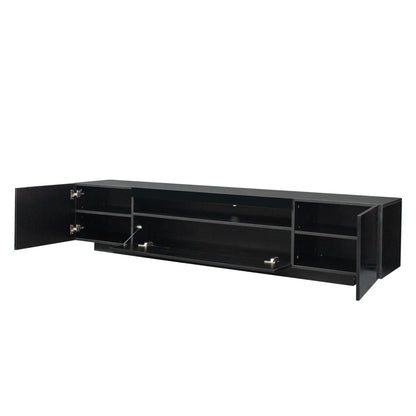 Giga TV Storage Cabinets LED TV Cabinet with Storage Drawers-Black TV Stand with Lights, Living Room  Media and Entertainment Center