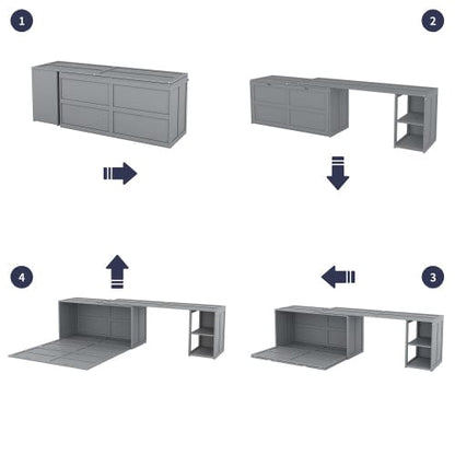 GigaCloud Murphy Beds Queen Size Murphy Bed with Rotable Desk-Wall Bed for Space Saving Design-No Box Spring Needed-Gray