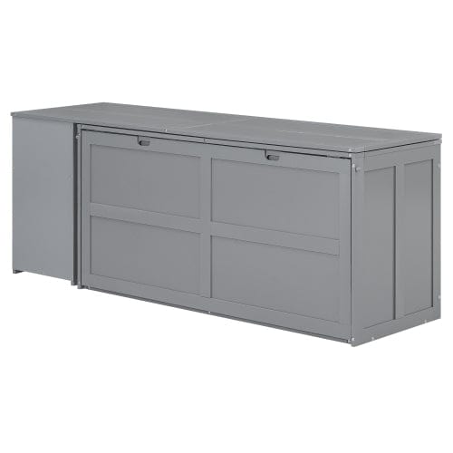 GigaCloud Murphy Beds Queen Size Murphy Bed with Rotable Desk-Wall Bed for Space Saving Design-No Box Spring Needed-Gray