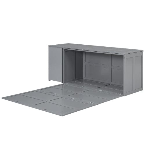 GigaCloud Murphy Beds Queen Size Murphy Bed with Rotable Desk-Wall Bed for Space Saving Design-No Box Spring Needed-Gray