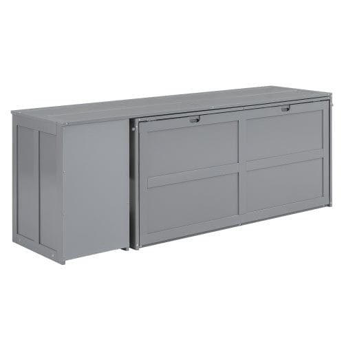 GigaCloud Murphy Beds Queen Size Murphy Bed with Rotable Desk-Wall Bed for Space Saving Design-No Box Spring Needed-Gray