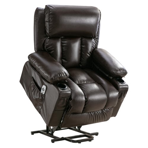 GigaCloud Recliners BROWN Power Lift Recliner Chair for Elderly with Heat and Massage for Living Room with Infinite Position and Side Pocket,USB Charge