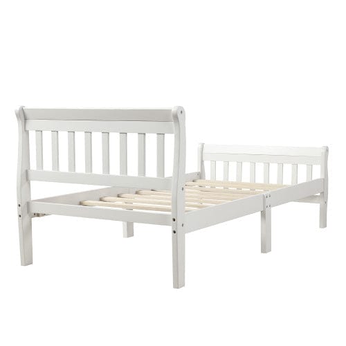 GigaCloud Sleigh Beds Wood Platform Twin Bed-Frame with Headboard and Footboard, Sleigh Bed Panel-Wood Slat Support/Mattress Foundation