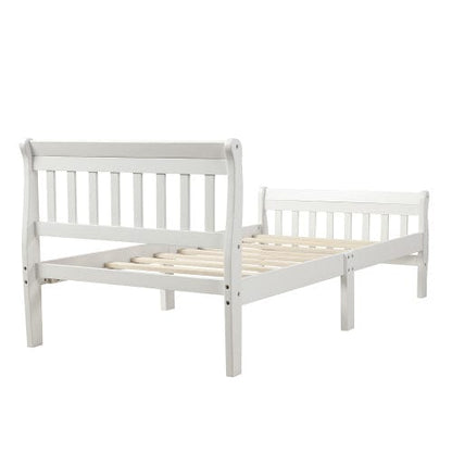 GigaCloud Sleigh Beds Wood Platform Twin Bed-Frame with Headboard and Footboard, Sleigh Bed Panel-Wood Slat Support/Mattress Foundation