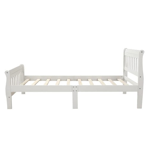 GigaCloud Sleigh Beds Wood Platform Twin Bed-Frame with Headboard and Footboard, Sleigh Bed Panel-Wood Slat Support/Mattress Foundation