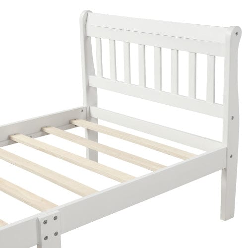 GigaCloud Sleigh Beds Wood Platform Twin Bed-Frame with Headboard and Footboard, Sleigh Bed Panel-Wood Slat Support/Mattress Foundation