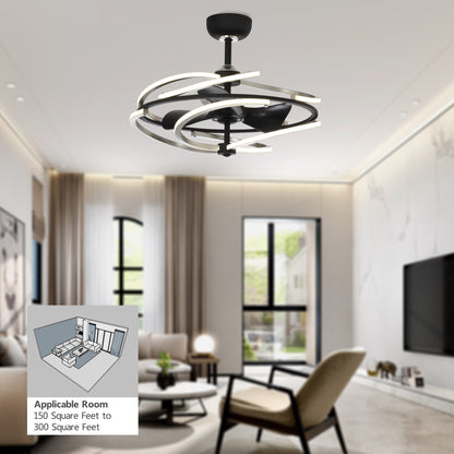 28.3 in. 56W LED light strip ceiling fan with double color frame