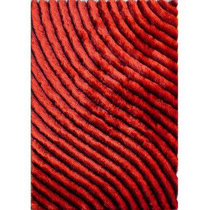 3D Shaggy Hand Tufted Area Rug-Red