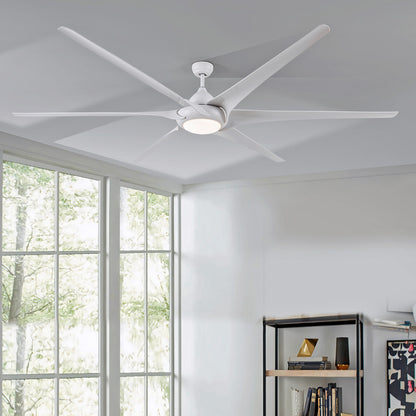 100" Indoor/Outdoor Ceiling Fan With Lights and Remote - Reversible 6 Speed DC Motor - White