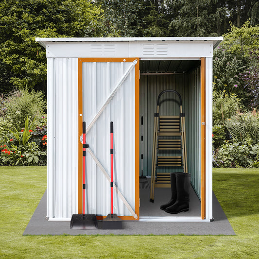 Outdoor storage sheds - 5ftx3ft Metal Shed, Anti-Corrosion Storage House with Single Lockable Door, Tool Storage - White