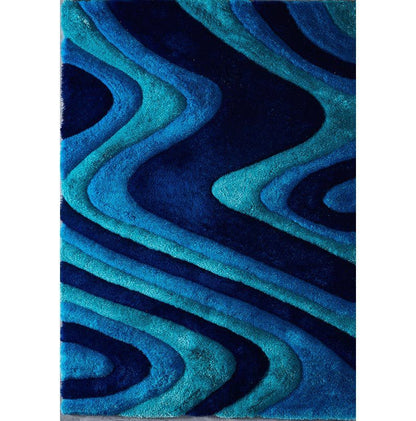 3D Shaggy Hand Tufted Area Rug-Blue