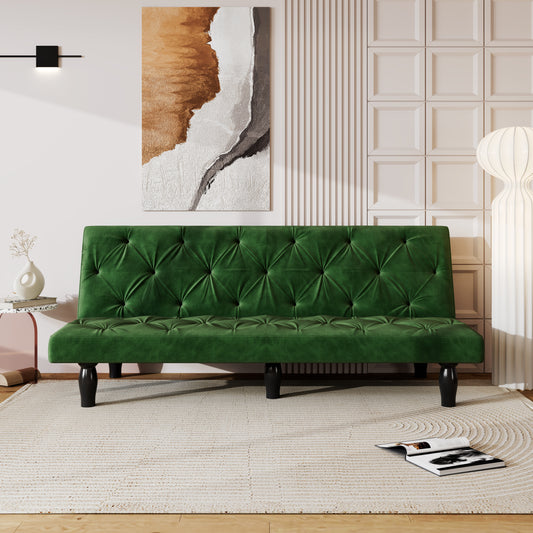 Sleeper Sofa converts into sofa bed 66" green velvet sofa bed suitable for family living room, apartment, bedroom