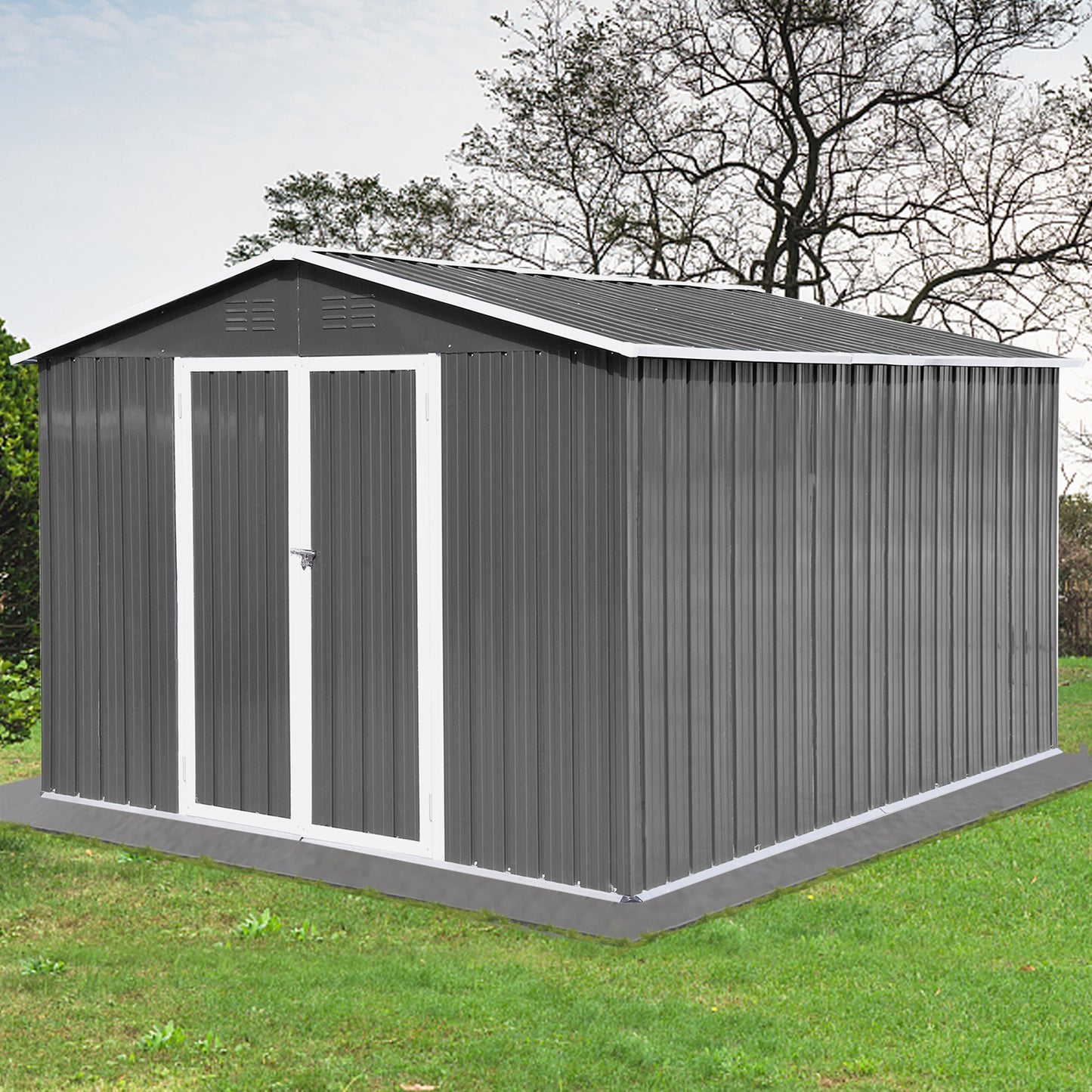 Metal garden sheds 10ftx8ft outdoor storage sheds Grey